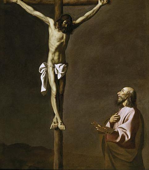 Francisco de Zurbaran Saint Luke as a painter, before Christ on the Cross oil painting image